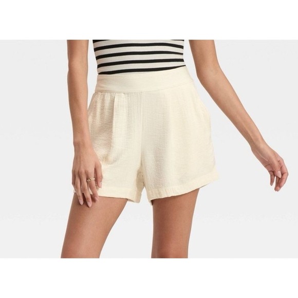 a new day Pants - NEW A New Day High-Rise Modern Gauze Shorts Cream Size XXL